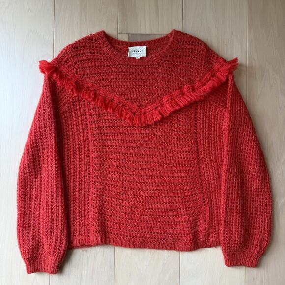 Sezane Gaston Sweater Women's Small Red Wool Cashmere Glam Boho New York - Picture 2 of 9